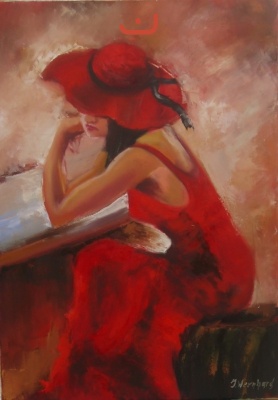 Lady- in- red-Öl-50x70